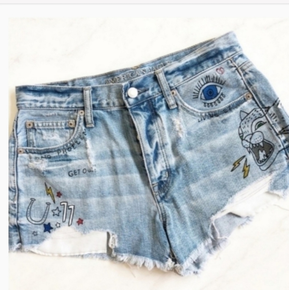 American Eagle Graffiti Vintage Hi-Rise Shorts 14